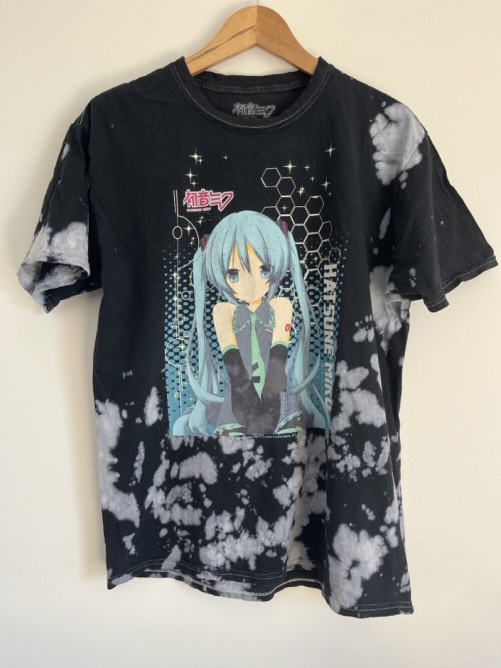 Hatsune Miku Acid Wash Graphic Tee Black L Anime